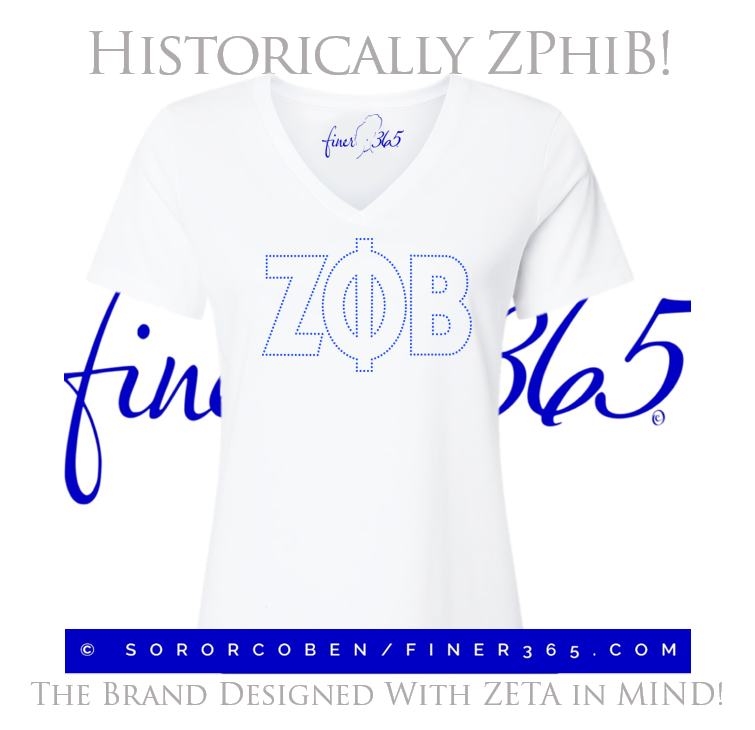 Historically ZPHIB! Rhinestone V-neck T-shirt Women's & Unisex Style - White