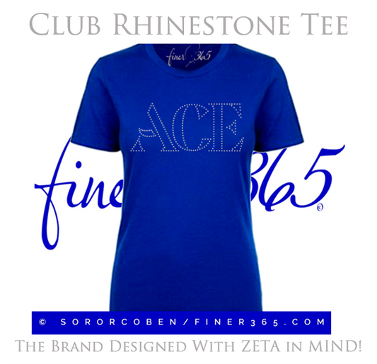 ACE-TAIL Line Tees - Rhinestone Crewneck T-shirt Women's & Unisex Style - Blue