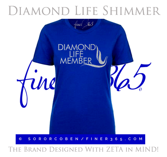 Zeta Diamond Life Member - Shimmer Crewneck T-shirt Women's & Unisex Style -Blue