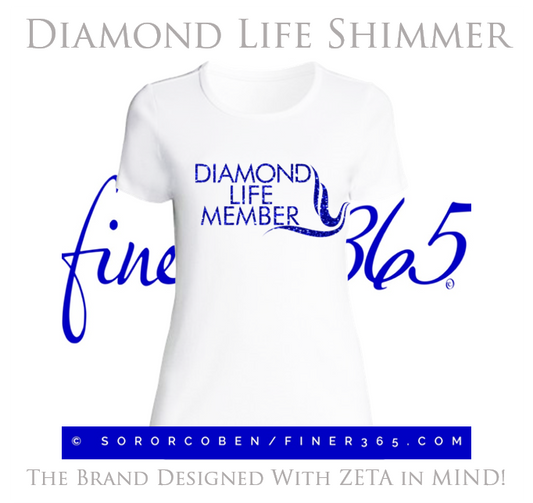 Zeta Diamond Life Member - Shimmer Crewneck T-shirt Women's & Unisex Style - White