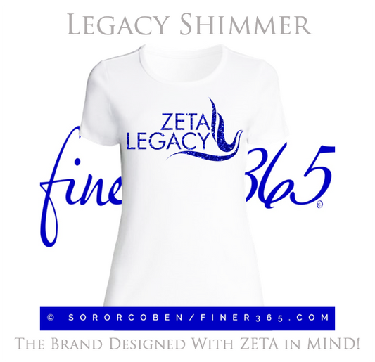 Zeta Legacy - Shimmer Crewneck T-shirt Women's & Unisex Style - White