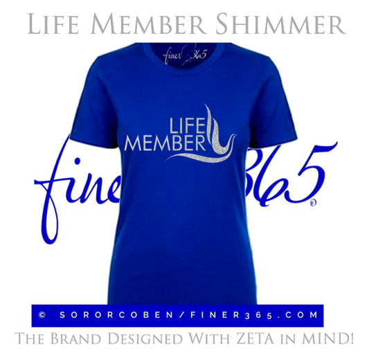 Zeta Life Member - Shimmer Crewneck T-shirt Women's & Unisex Style -Blue