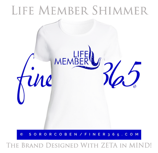 Zeta Life Member - Shimmer Crewneck T-shirt Women's & Unisex Style - White