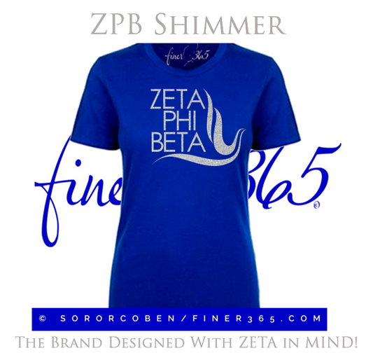 Zeta Phi Beta - Shimmer Crewneck T-shirt Women's & Unisex Style - Blue